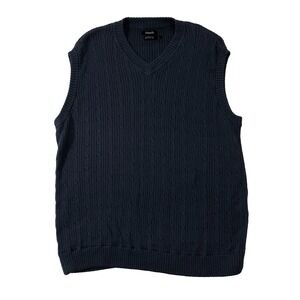 Ashworth Sweater Vest Men's Size XL Extra Large Blue‎ Gray Cable Knit V-Neck